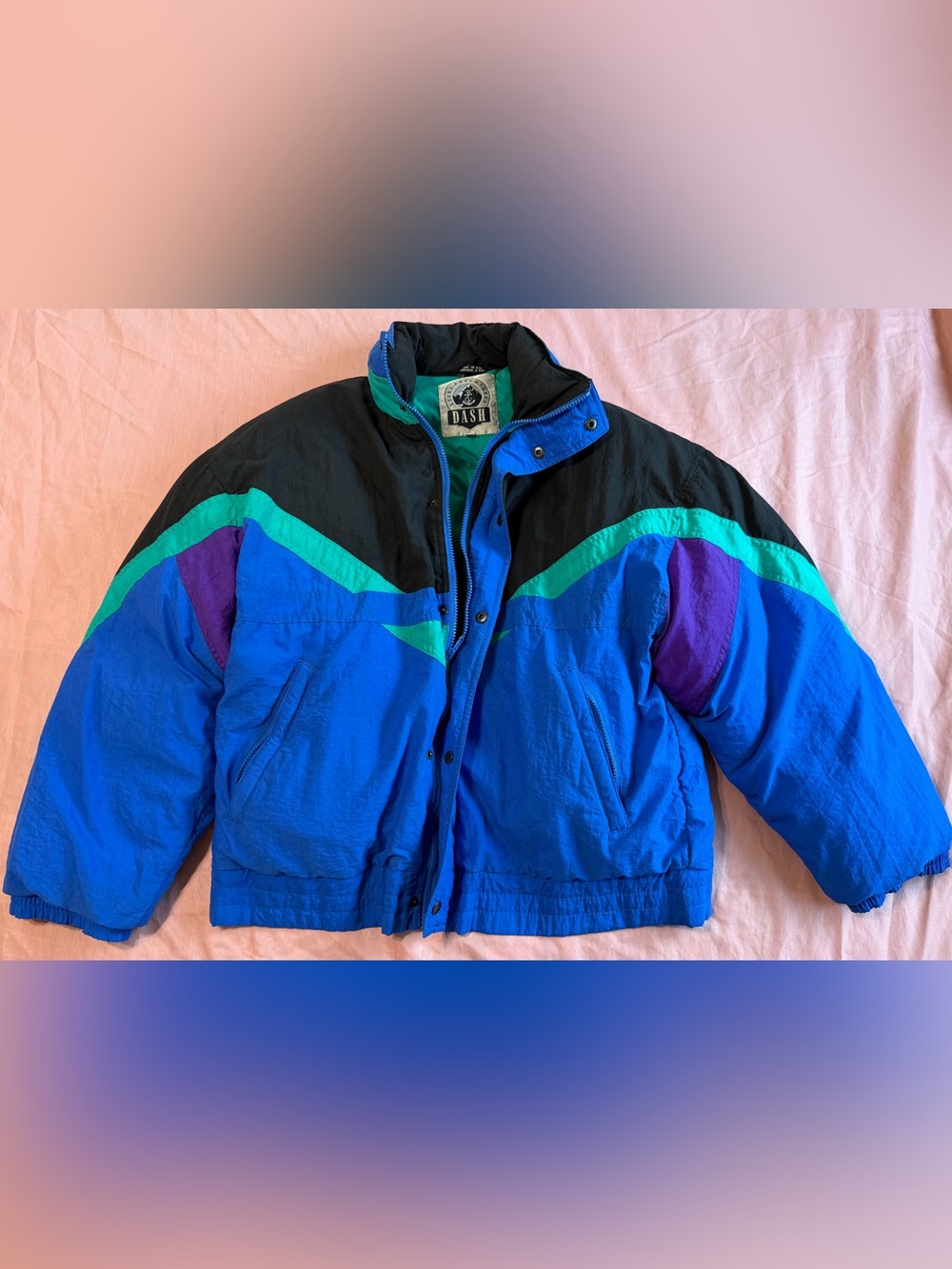 Ski Jacket Vintage Dash Down Puffer Colorblock L⁠ Streetwear gorpcore